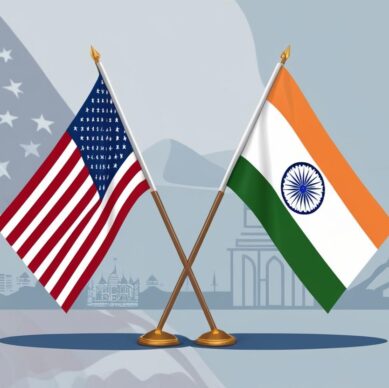 Create a professional image showing US and India both the countries in one image