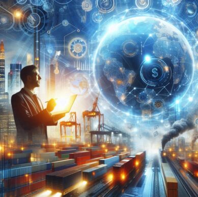 Create a stunning professional image on The Technological Revolution in International Trade for 2024