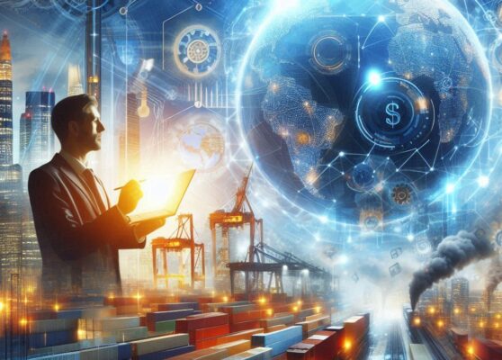 Create a stunning professional image on The Technological Revolution in International Trade for 2024