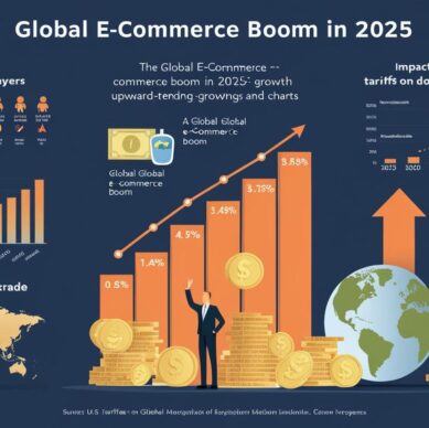 create a professional image on The Global Ecommerce Boom_ Dominance, Growth, and the Impact of U.S. Tariffs in 2025 with correct spellings