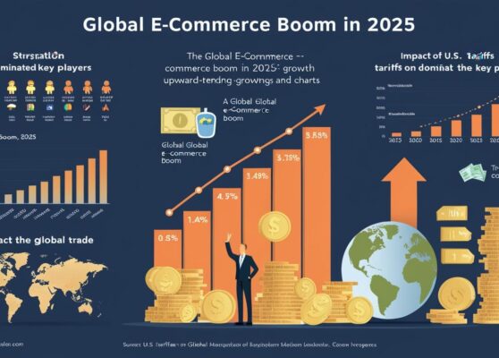 create a professional image on The Global Ecommerce Boom_ Dominance, Growth, and the Impact of U.S. Tariffs in 2025 with correct spellings